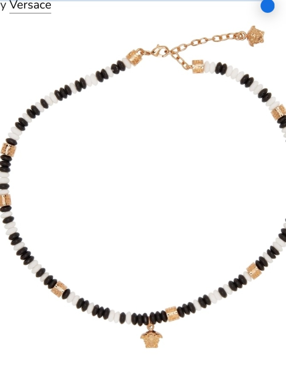 Versace White & Black Beaded Medusa Necklace unisex